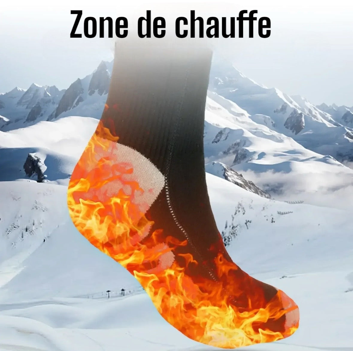 Chaussette chauffante haute avec batterie externe